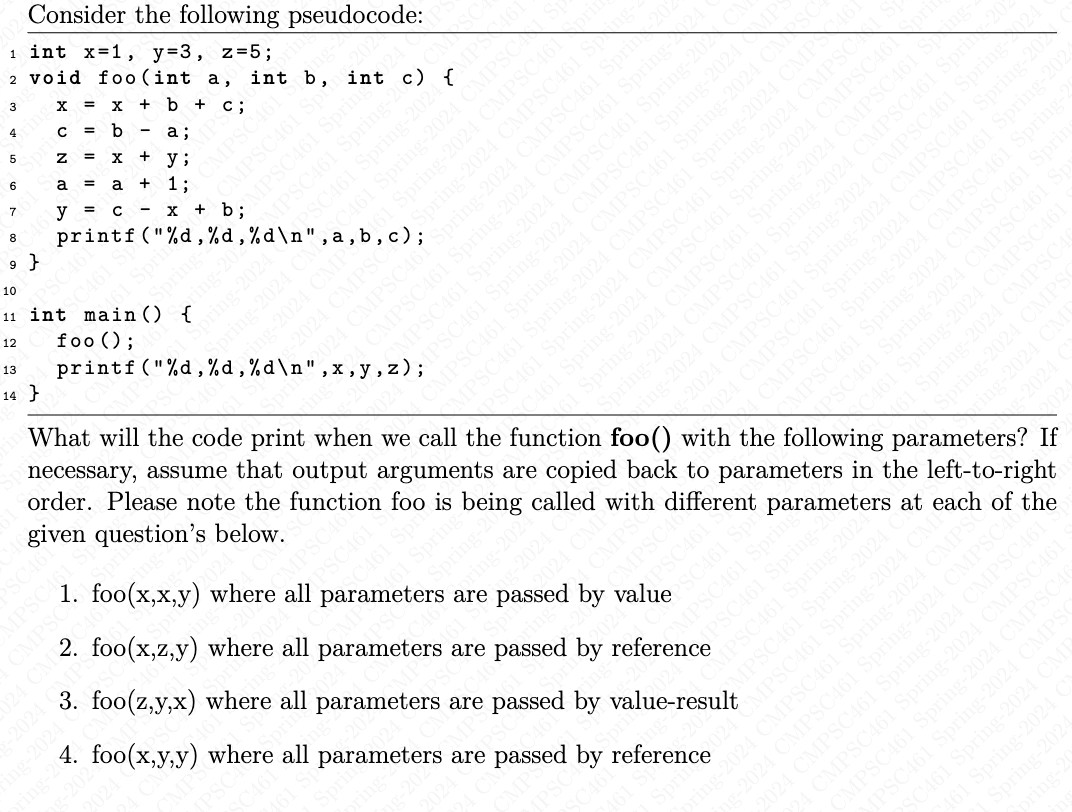  What will the code print when we call the function foo()