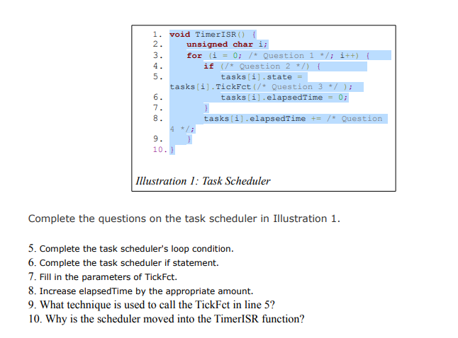  1. void TimerISRO 2. unsigned char i; for (i 0; /*