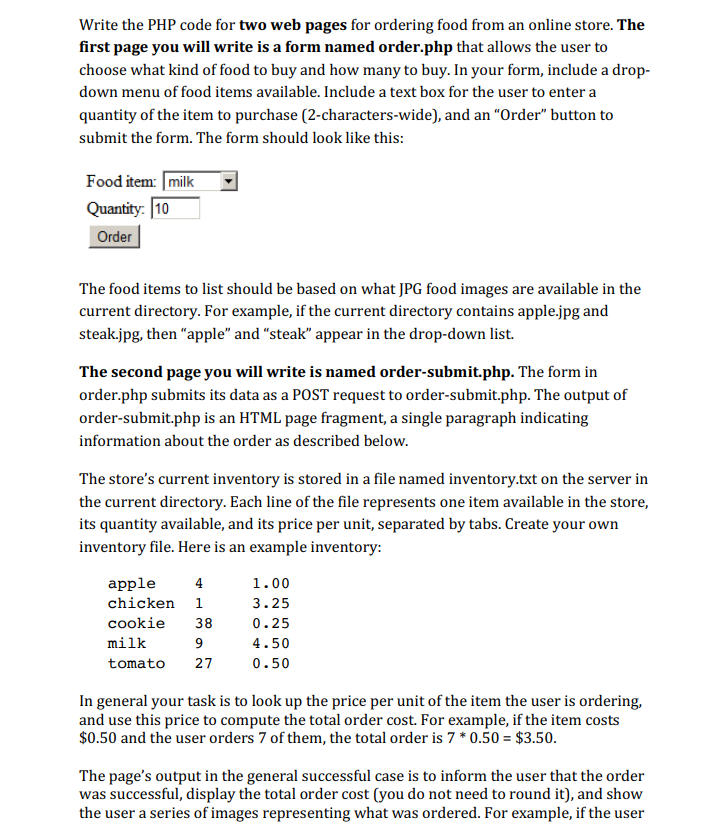 Need help with PHP code for two web pages. Question is about