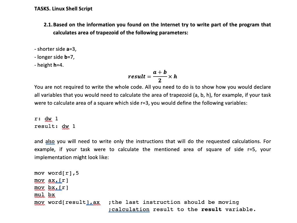 You can write it as the examples. declare all the viarables. also