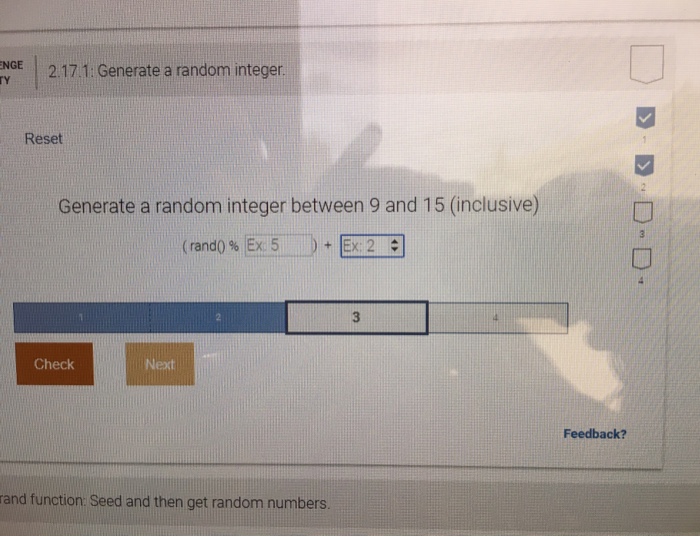  NGE 2.171: Generate a random integer Reset Generate a random integer