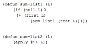 a) Compare these two functions (sum - list1 and sum - list2),
