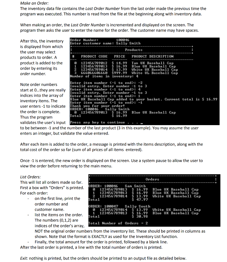 how to construct it.. The professor gave us the inventory file which