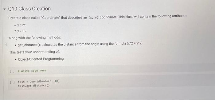 in python Create a class called "Coordinate" that describes an (x,y) cooridinate.