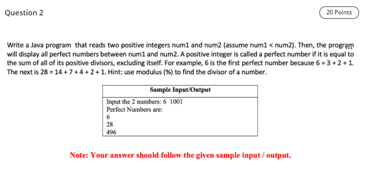 need help fast plz Question 2 20 Points Write a Java program