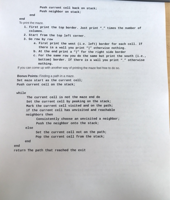 accomplish this you will need two classes, Maze and Cell. The Cell