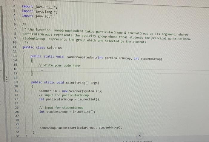 java code import java.lang."; import java. io."; y= - the function samegroupstudent
