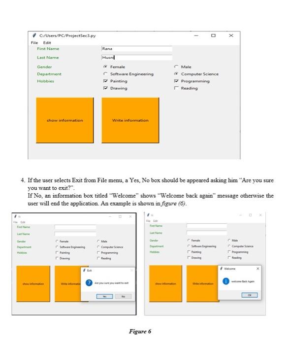 To get full mark, your GUI must match figure (1) and apply