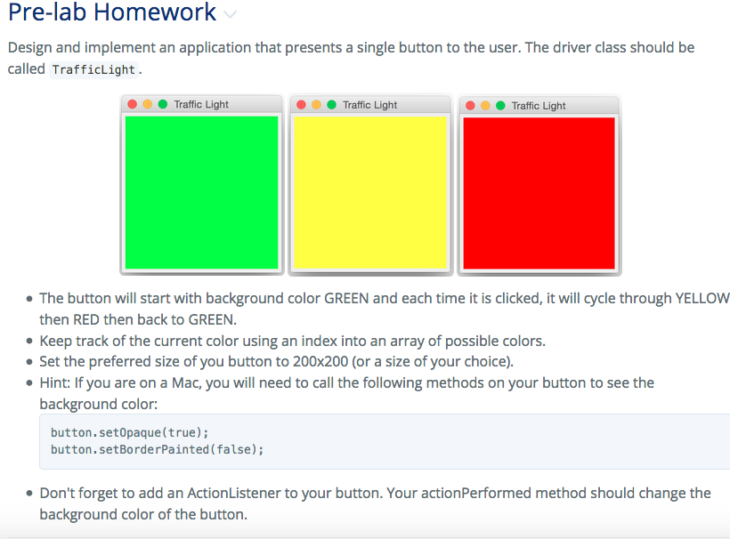 Pre-lab Homework Design and implement an application that presents a single