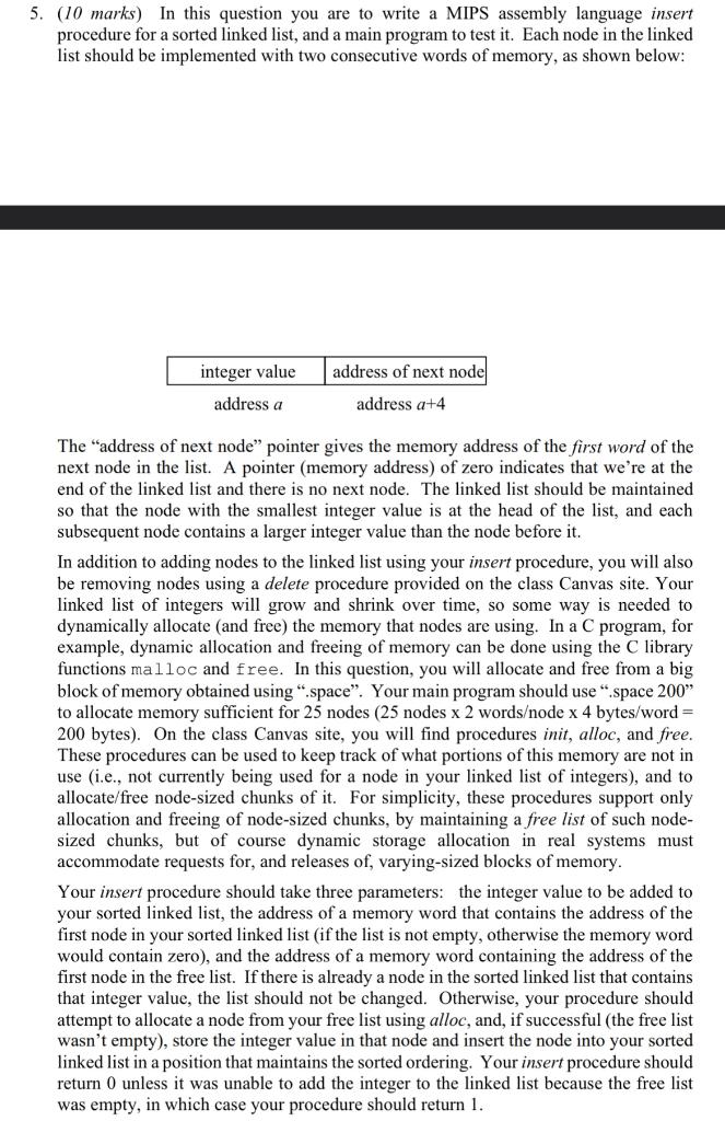  This is the starter code : .data freelist: .word 0 sortedlist: