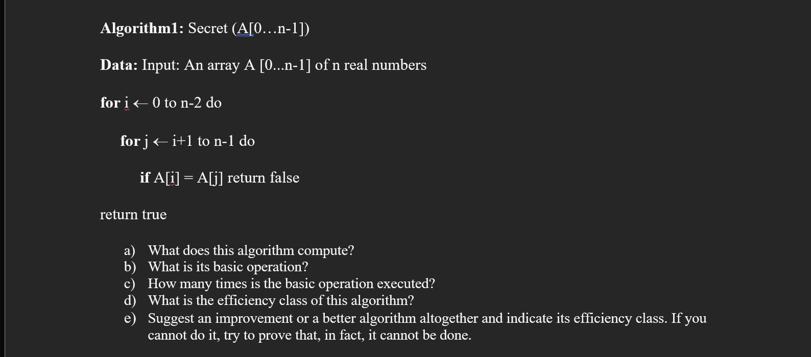  Algorithm1: Secret (A0dotsn-1) Data: Input: An array A[0dotsn-1] of n real
