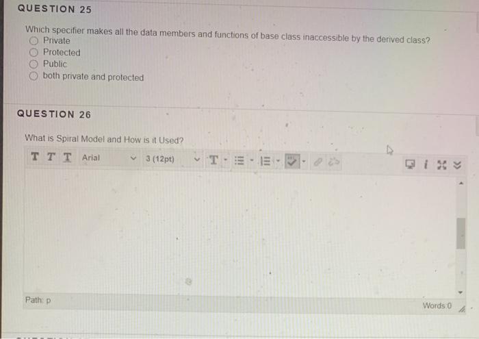  QUESTION 25 Which specifier makes all the data members and functions