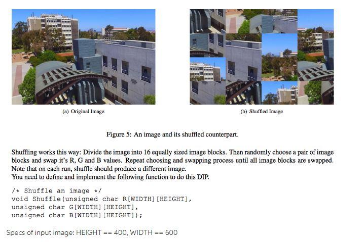  Please write in C programming (a) Original Image (b) Shuffled Image