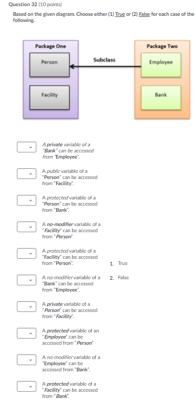  Question 32 (10 points) Based on the given diagram. Choose either