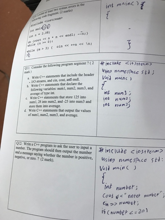  int mainc oate at least two syntax errors in the code