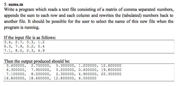 using MATLAB only Write a program which reads a text file consisting