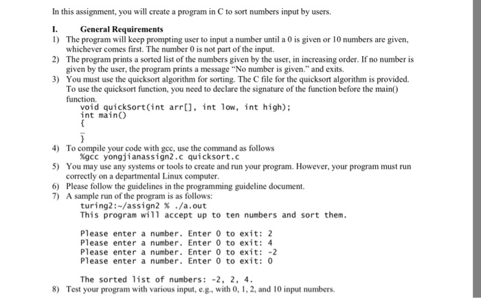  In this assignment, you will create a program in C to