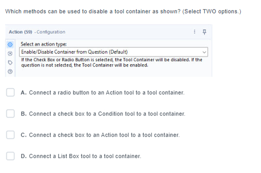  Which methods can be used to disable a tool container as