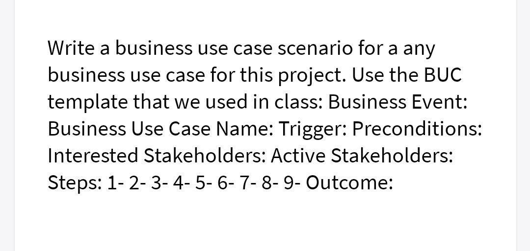 I need the answer as soon as possible Write a business use