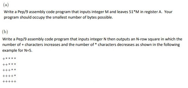  Write a Pep/9 assembly code program that inputs integer M and