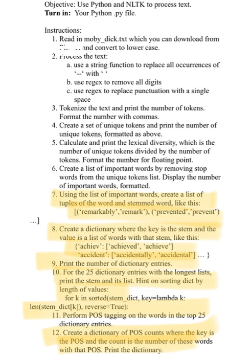  Python code I need help with programming the highlighted instructions. Or