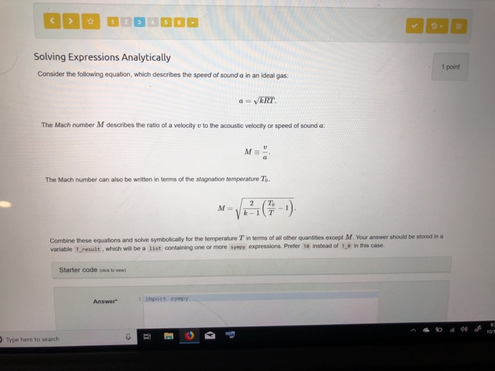 Solve this with Python Solving Expressions Analytically 1 point Consider the