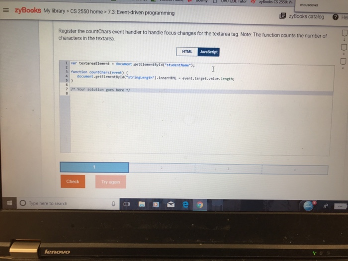 catalog Register the countChars event handler to handle focus changes for the