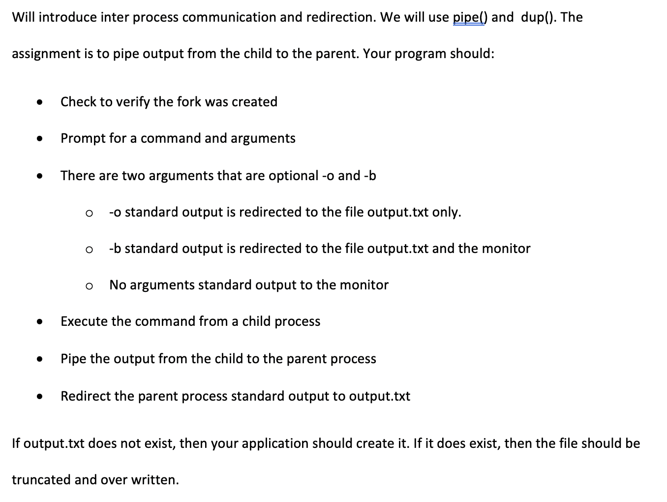 Please answer in C++ Will introduce inter process communication and redirection. We