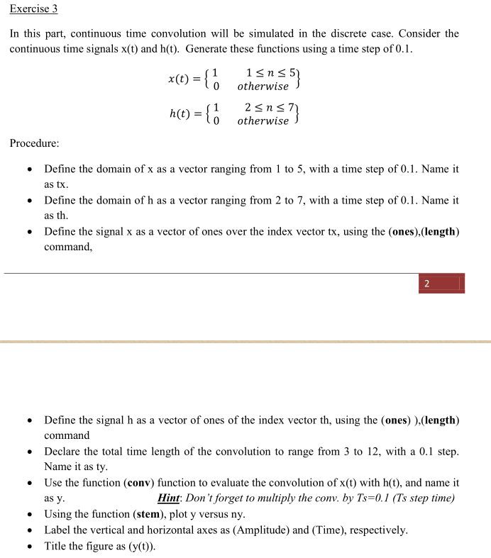  I need the codes.thx. Exercise 3 In this part, continuous time