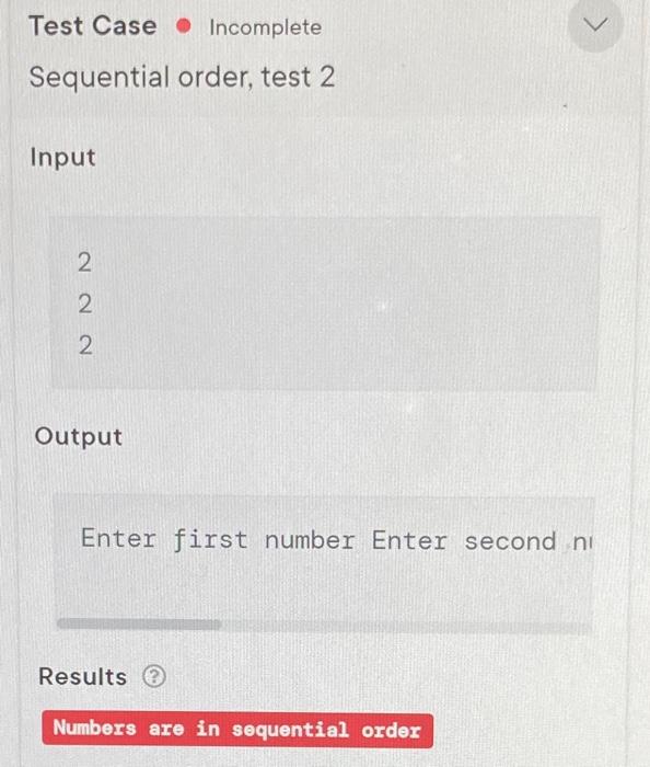 indicating whether the numbers / are in sequential order, /) in reverse