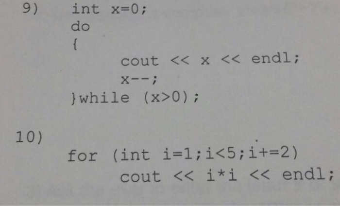  C++ Write the exact output each segment of C++ programs bellow