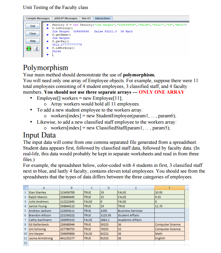 // Constructor - All args passed in as Strings public Employee(String name,