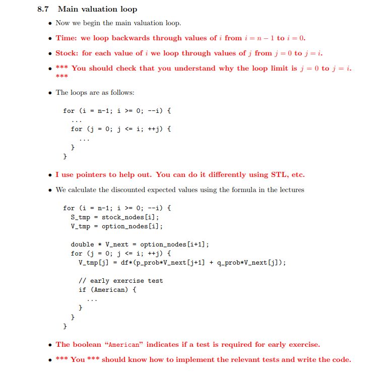  8.7 Main valuation loop . Now we begin the main valuation