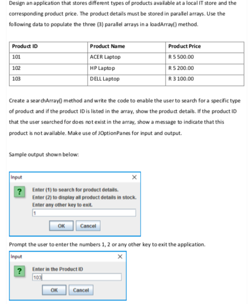 java Design an application that stores different types of products available at