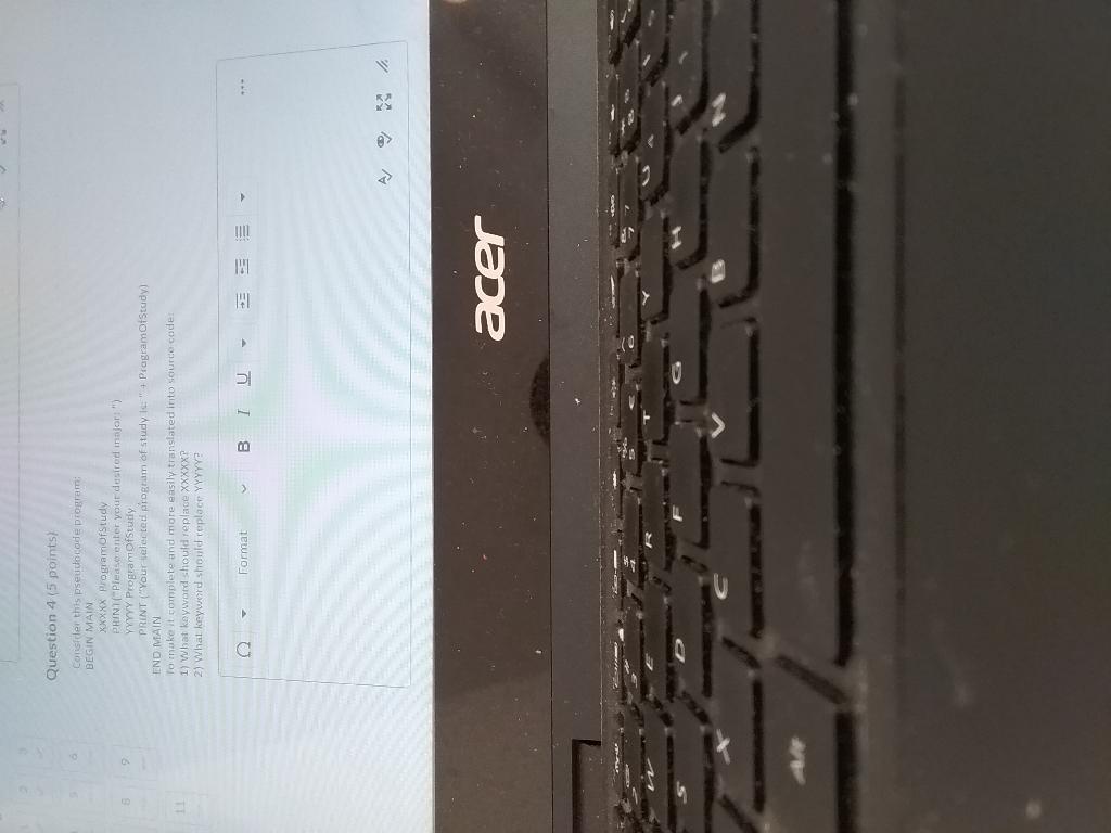 I java pseudocode pls Question 4/5 points) Consider this pseudocode program BEGIN