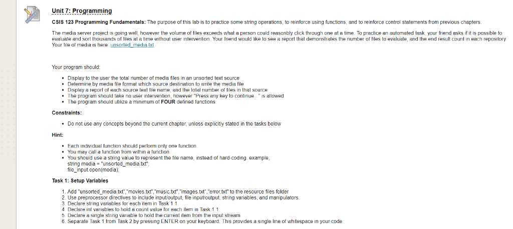 ntro to C++ practice project ============================ This is the unsorted_media.txt: (https://pastebin.com/mnXXmnAy its