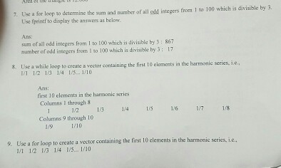matlab 7. Use a for loop no determine the and number