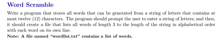 c++ pls follow instructions Word Scramble Write a program that stores