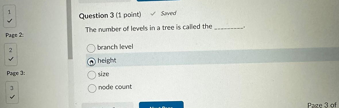  1 Question 3(1 point) Saved Page 2: The number of levels