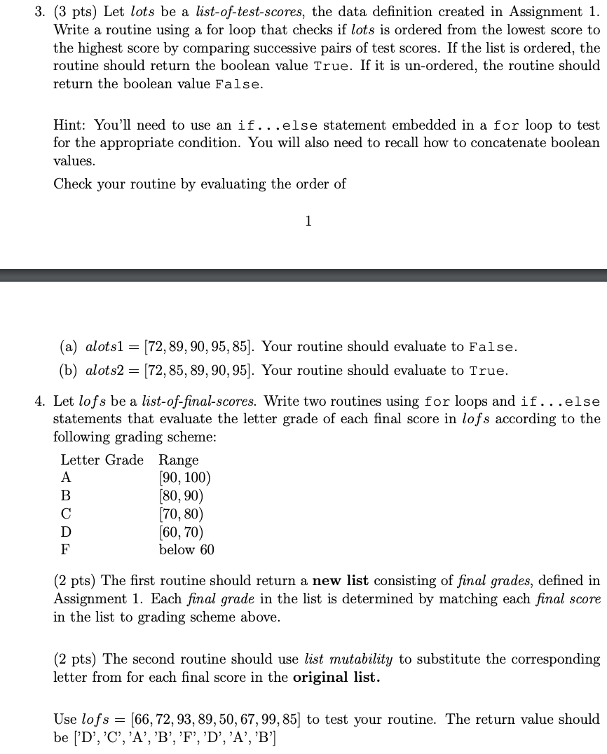 code in python please 3. (3 pts) Let lots be a