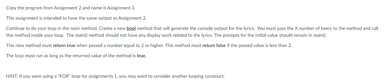 to write a program that will write the lyrics to "X number