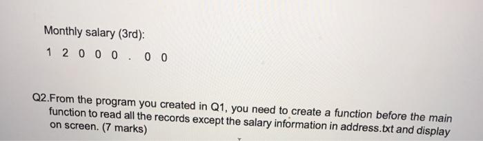 should prompt the user to enter 3 records as follow: Lina 9,