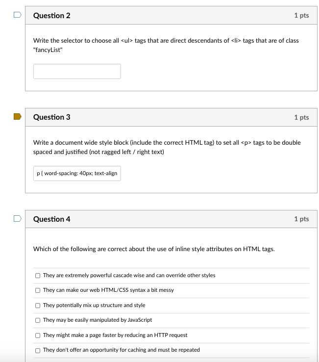 Need help! Thx D Question 2 1 pts Write the selector to