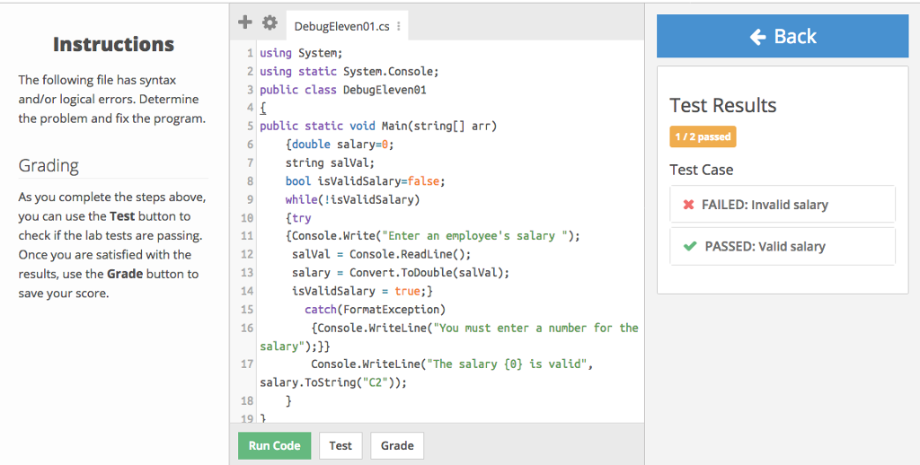 In C# its Debugging and I have an error. using System; using
