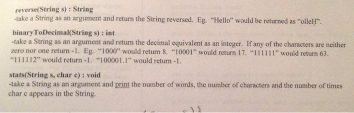  Reverse(String s): String -take a String as an argument and return