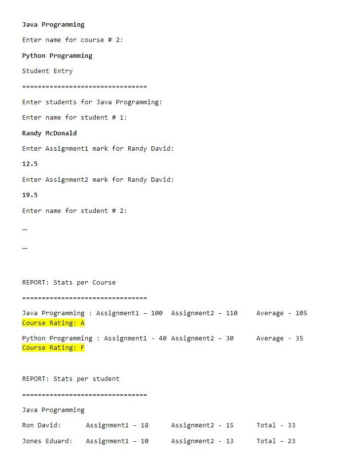 a Java console application to track and gather statistics for IT courses.