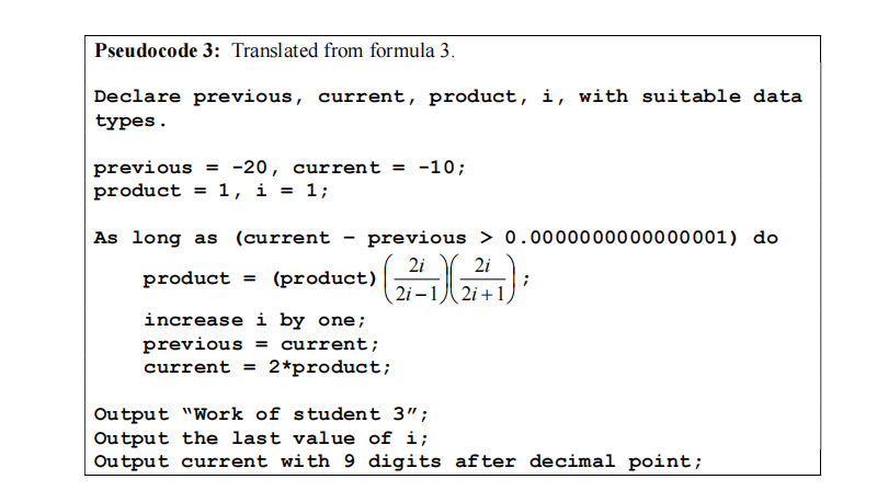 (or follow) one formula in Section C and the corresponding pseudocode given