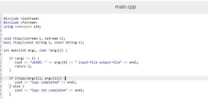 reference to `rCopy(std::__cxx11::basic_string, std::allocator > const&, std::__cxx11::basic_string, std::allocator > const&)' collect2: error: