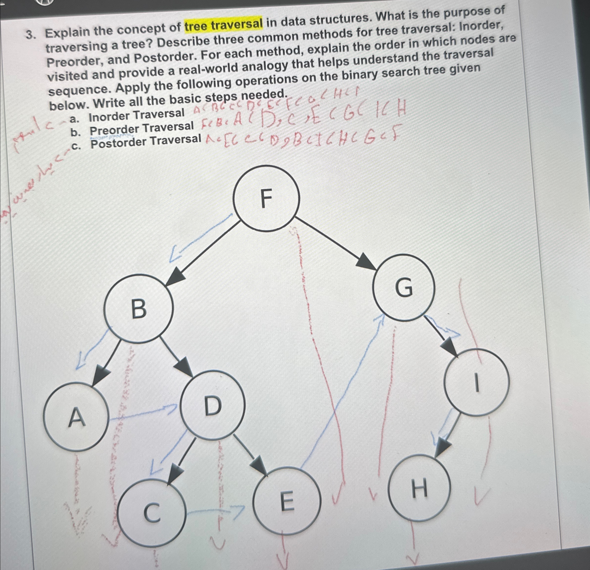  Explain the concept of tree traversal in data structures. What is