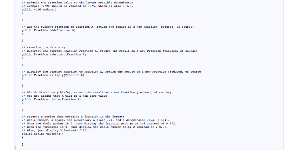 Fraction class for mixed fraction numbers Complete the following interface for the